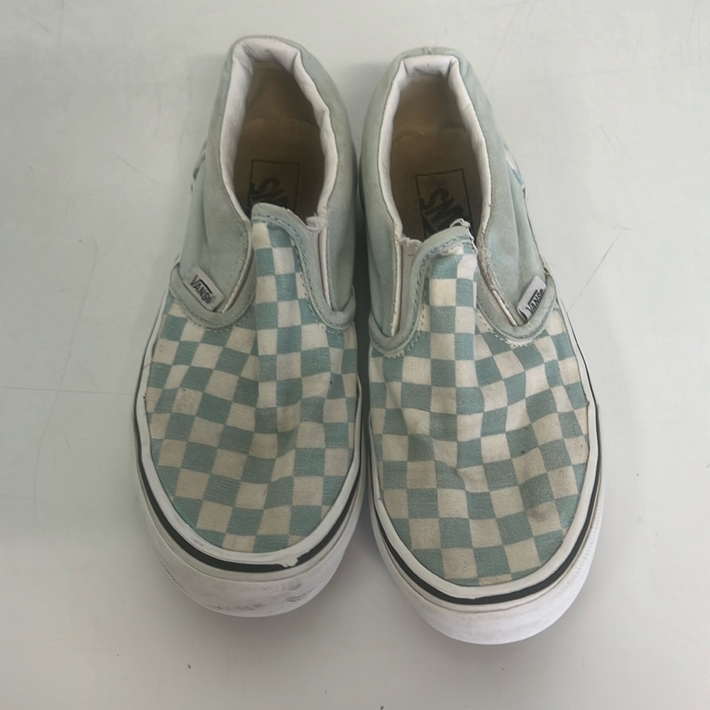 Light blue checkered Vans